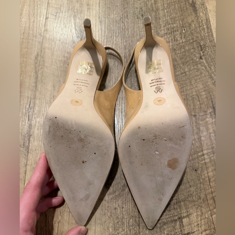 STUART WEITZMAN STUART POWER SLINGBACK PUMP 75 Patent Leather EU 39.5 US 9 Nude - Picture 6 of 9